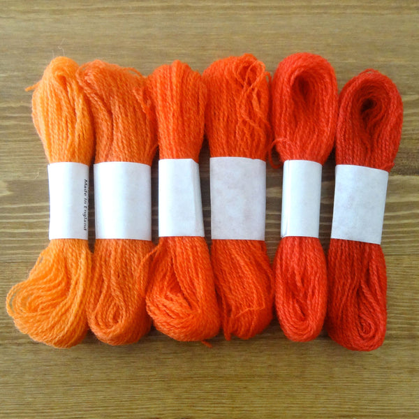 Crewel Wool Color Range, “Orange Reds”