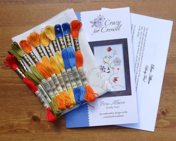 Crazy For Crewel Brio Albero Embroidery Kit contents
