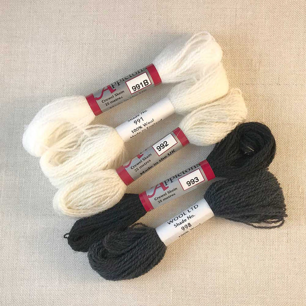 Crewel Wool Color Pack, “Black and White”