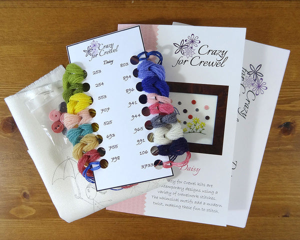 Crazy For Crewel Daisy Crewelwork Embroidery Kit Contents