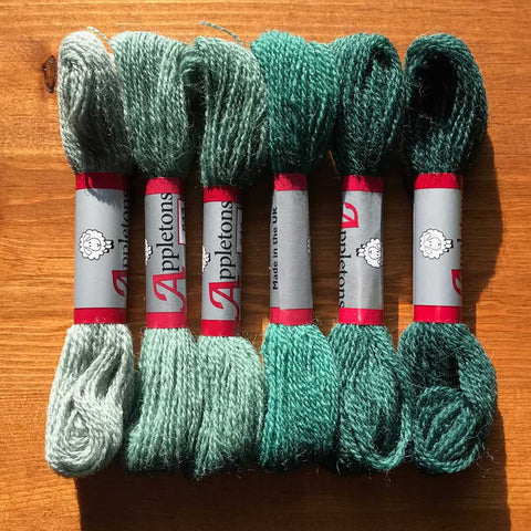 Crewel Wool Color Range, “Peacock Blue”