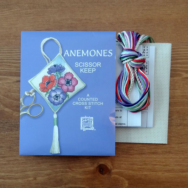 Anemonies cross stitch scissor keep kit