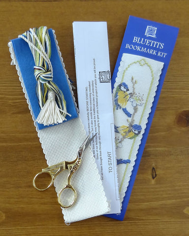 Bluetits cross stitch bookmark kit