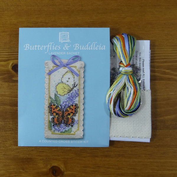 Butterflies and Buddleia Cross Stitch Lavender Sachet Kit