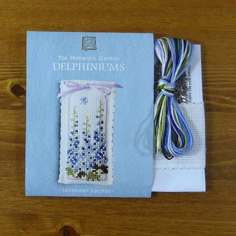Delphiniums Cross Stitch Lavender Sachet Kit