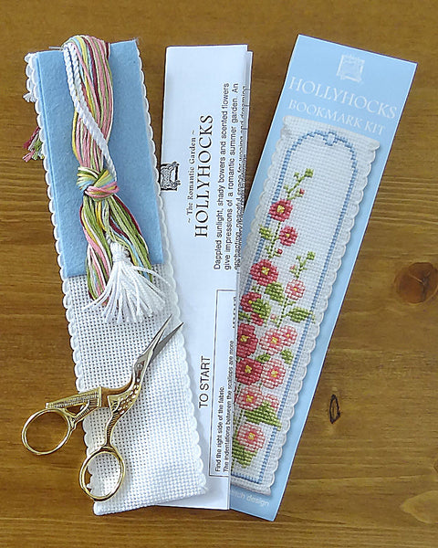 Hollyhocks Cross Stitch Bookmark Kit