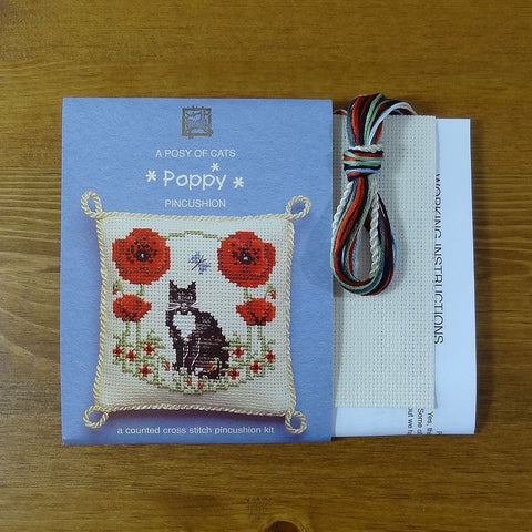 Poppy Cross Stitch Pincushion Kit