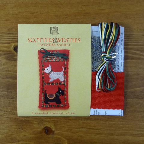 Scotties & Westies Cross Stitch Lavender Sachet Kit